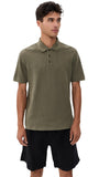 Vince Short Sleeve Variegated Texture Polo Shirt M03659768A Dome Green XL