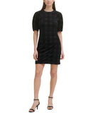 Tommy Hilfiger Womens Burnout Velvet Plaid Dress A1IK2KLA Black 6