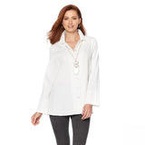 Marla Wynne Womens Button Textured Easy Shirt. Pure White 3X