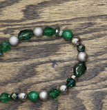 Fashion Long Mixed Bead Holiday Necklace Green / Silver Gray 41"