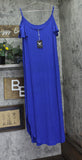 White Mark Lexi Maxi Dress with Cutout Shoulders and Pockets Royal Blue 1X
