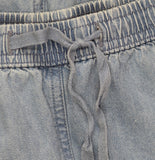 Cathy Daniels Lattice Hem Capris with Elastic Drawstring Waist Denim Blue 1X
