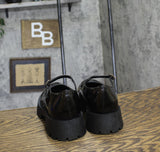 Journee Collection Platform Mary Jane Round Toe Platform Loafer Patent Black 10M