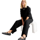 Future Collective Womens High Rise Wide Leg Knit Pants 91914009 Black XS