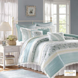 Madison Park Dawn Reversible 9-Pc. Duvet Cover Set MP12-389 Aqua Blue Queen
