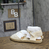 Lauren Ralph Lauren Ankle Strap Flats Sandals Soft White / Natural Brown 7.5B