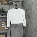 Cat & Jack Girls Button-Front Pointelle Cardigan Sweater Cream Off White XS