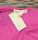 Michael Michael Kors Plus Size Flutter-Sleeve Smocked-Hem Top Cerise Pink 2X