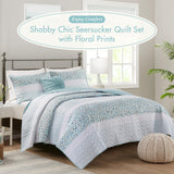 Madison Park 4pc Tulia Seersucker Coverlet Set Aqua Blue Multi Full / Queen