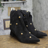 A New Day Studded Faux Suede Mid-Calf Boots with Cone Heel 94568945 Jet Black 9M