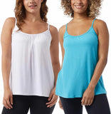 32 Degrees Cool Womens 2-Pack Lightweight Top Cami Heather Teal / White XL