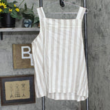 LC Lauren Conrad Womens Woven Tie Shoulder Strap Tank Top Brown Stripe 1X