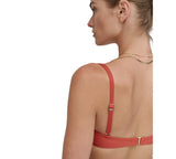 DKNY Womens Shirred U-Wire Bandeau Bikini Top DIMTS403 Sunset Brown Orange XL