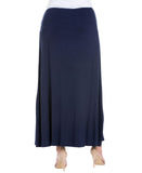 24seven Comfort Apparel Womens Knit Plus Size Maxi Skirt Navy Blue 1X