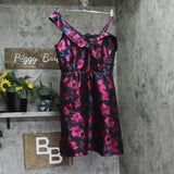 Kensie Womens Floral Jacquard A-Line Dress Cold Shoulder KDTP3014 Black Multi 6