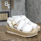 Dr. Scholl's Shoes Once Twice Espadrille Platform Wedge Sandal White Smooth 6M