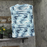 Calvin Klein Womens Petite Printed Pleated Sleeveless Top Positano Blue Multi PM