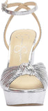 Jessica Simpson Womens Immie Platform Sandal with Ankle Strap Silver Gray 7.5M