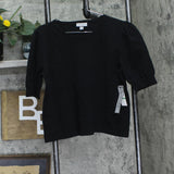 Sam and Jess Womens Short Puff-Sleeve Sweater TA93148041BS Black L