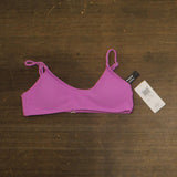 Hurley Womens Textured Wave Scrunch Bralette Bikini Top HU009T5 Orchid Purple M