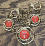 Statement Bib Collar Boho Sponge Coral Pendant Necklace Gold / Red 19" + 3"