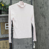 A New Day Womens Long Sleeve Knit Ribbed Cotton Blend Turtleneck Top Pink S