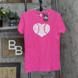 La Pop Art Womens Heart Babeball Mom Graphic T-Shirt Tee Pink M