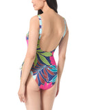 Vince Camuto Womens Side Lace-up One-Piece Swimsuit V1J599 Blue Multi 4