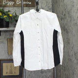 Attitudes by Renee Button Front Shirt with Color Blocking White / Black XS