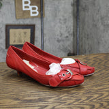 BCBGirls Womens Vintage Leather Pull On Short Heels Salsa Red 6.5M