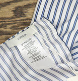 Vince Striped Square Silk Scarf SCW-11682-VNC Blue / White 31"