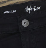 Style & Co High-Rise Bootcut Zipper Jeans 100147671WN Deep Black 14W
