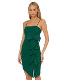 Adrianna By Adrianna Papell Knit Crepe Ruffled Mini Dress Dark Ivy Green 10