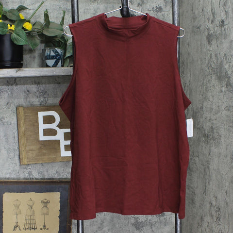 Cj Banks Womens Knit Mock Neck Sleeveless Plus Size Shirt Top 7754