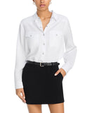 Aqua Womens Snap Front Western Tencel Twill Shirt WTT-23911N White M