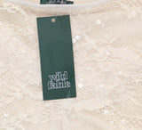 Wild Fable Womens Mid-Rise Sequin Lace Midi Skirt Champagne Off White XS