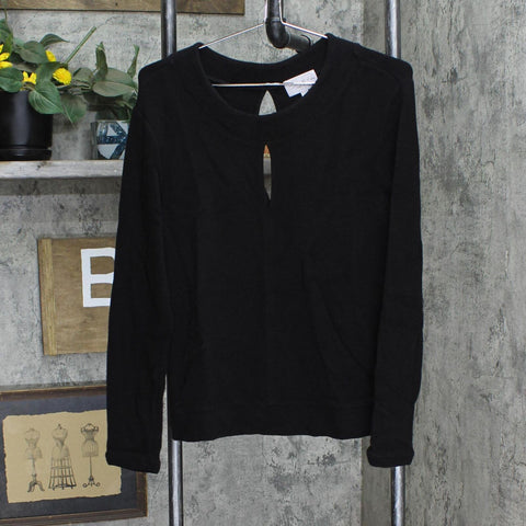 Feel the Peace by Terra Jacobs Womens Knit Keyhole Ribbed Sweater Black XS / S