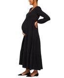 Motherhood Maternity Long Sleeve Scoop Neck Maternity Maxi Dress Core Black S