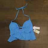 Salt + Cove Juniors Crochet Ruffle-Trim Midkini Swim Top SC25089TT Capri Blue M