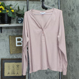 Athleta Womens Ribbed Long Sleeve V-Neck Shirt 167059b6519e63 Pink 3X