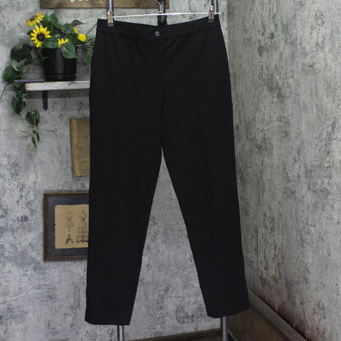 Susan Graver Womens Regular Sleek Ponte Straight Leg Trouser Pants Black M