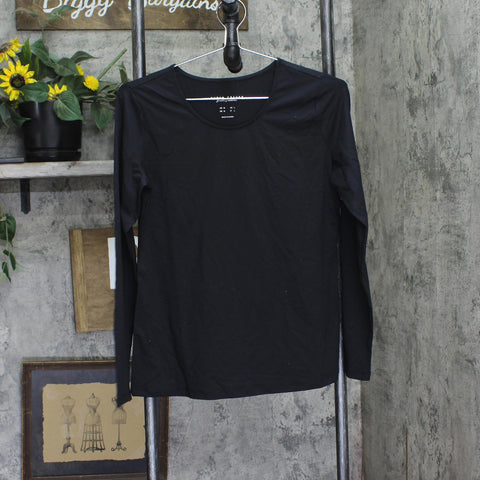 Susan Graver Womens Smoothing Essentials Jersey Ballet Neck Shirt Top Black M