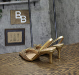 INC International Concepts Gelsey Slingback Kitten-Heel Pumps Gold Crystal 5M