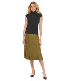 DKNY Womens Cap Sleeve Mock Neck Top P2GHOOQA Black L