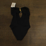 Becca Womens Rock Solid Embelem Buckle One-Piece Swimsuit 361067 Black S