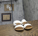 Style & Co. Womens Elliee Flat Sandals 2 Band 10020656300 White Lizard 5.5M