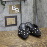 A New Day Womens Katia Heels Mule Satin Tear Drop Rhinestone 94663380 Black 7.5M