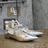 INC International Concepts Womens Valan Triple-Strapped Flats Silver Gray 8.5M