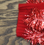 33 Degrees Tinsel Garland Bells Tie-Front Holiday Cardigan Red S
