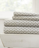 Ienjoy Home Microfiber 4-Piece Sheet Set Puffed Chevron Light Gray Queen